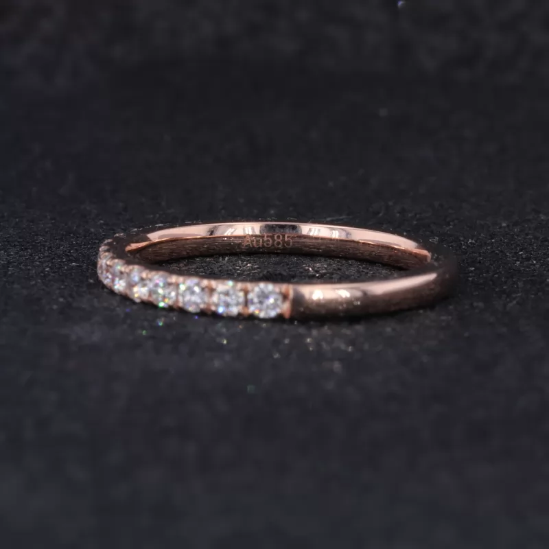 2mm Round Brilliant Cut CVD Lab Grown Diamond 14K Rose Gold Diamond Ring