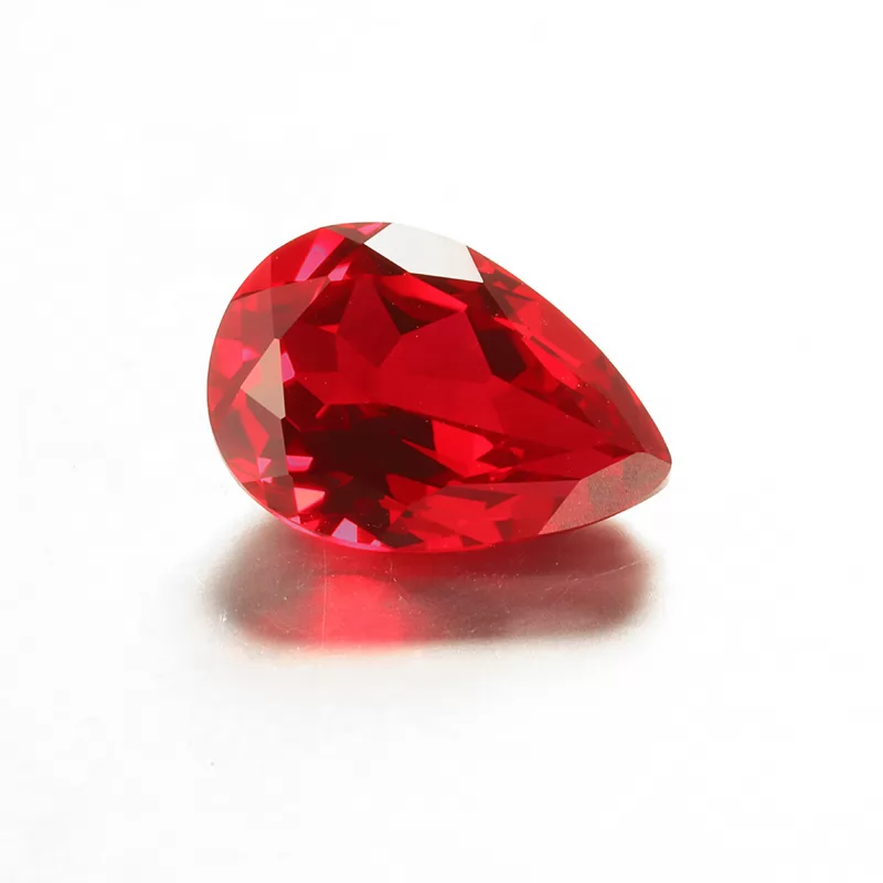 Pigeon Blood Red Pear Cut Lab Grown Ruby Gemstone Stone