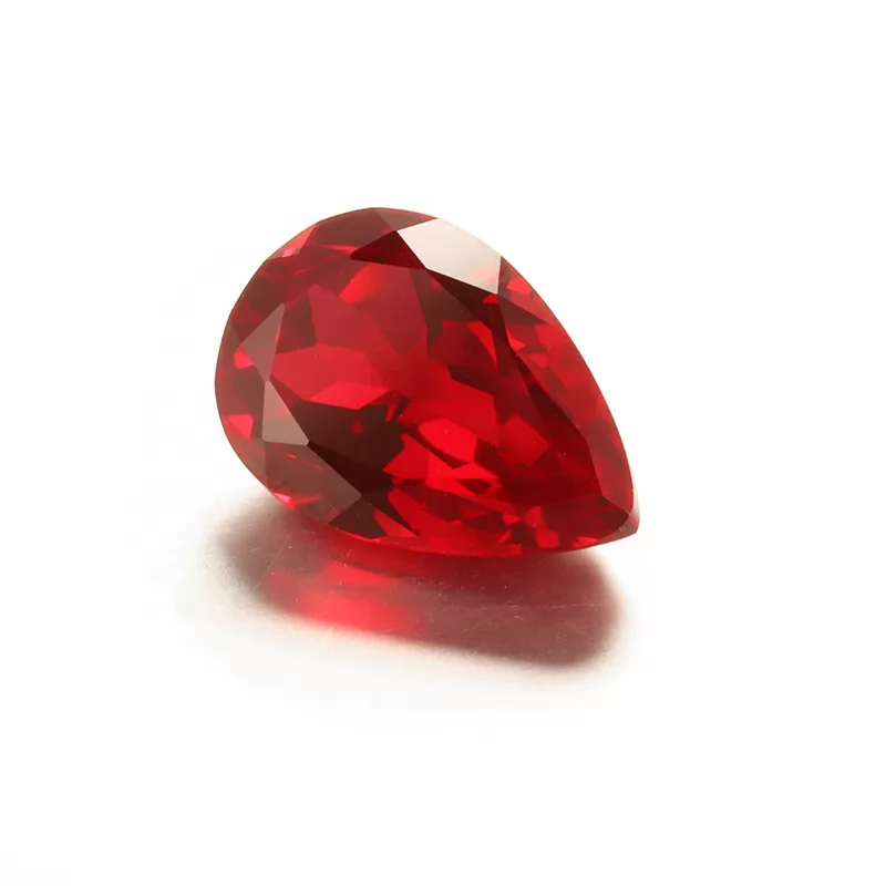 Pigeon Blood Red Pear Cut Lab Grown Ruby Gemstone Stone