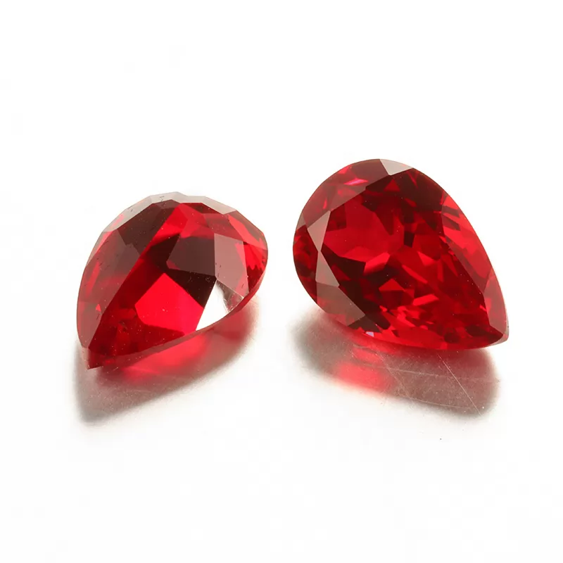 Pigeon Blood Red Pear Cut Lab Grown Ruby Gemstone Stone