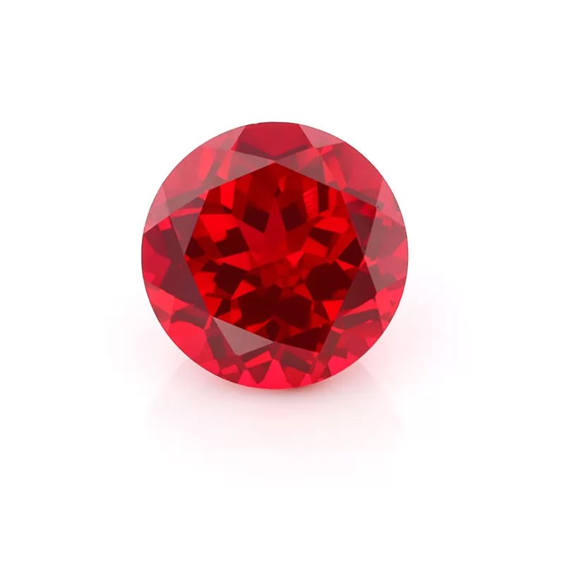 Pigeon Blood Red Round Brilliant Cut Lab Grown Ruby Gemstone Stone