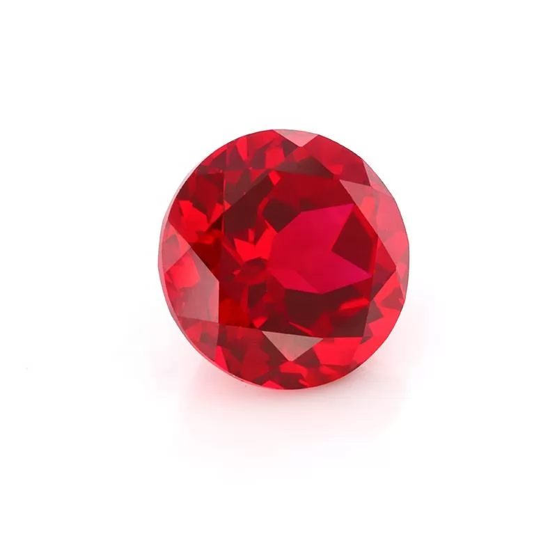 Pigeon Blood Red Round Brilliant Cut Lab Grown Ruby Gemstone Stone