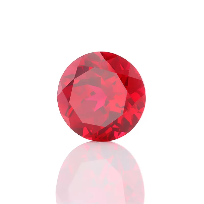 Pigeon Blood Red Round Brilliant Cut Lab Grown Ruby Gemstone Stone