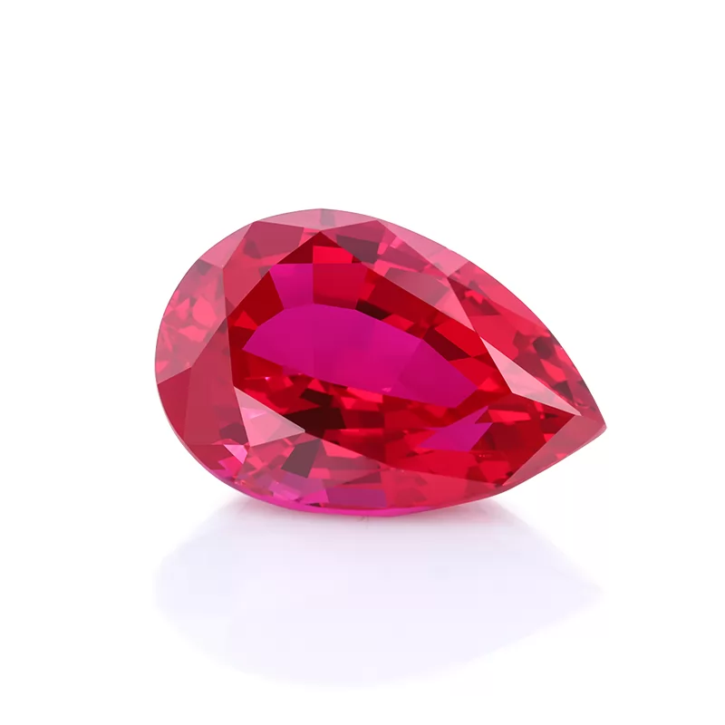 Blood Red Pear Cut Lab Grown Ruby Gemstone Stone
