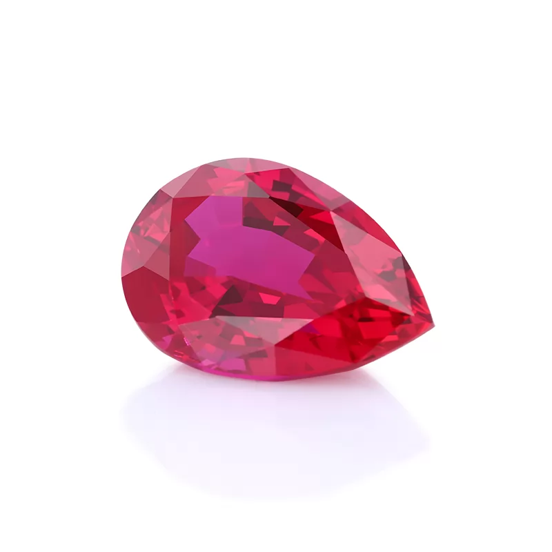 Blood Red Pear Cut Lab Grown Ruby Gemstone Stone