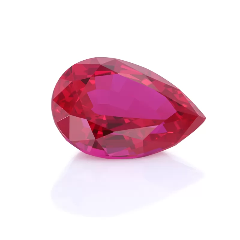 Blood Red Pear Cut Lab Grown Ruby Gemstone Stone