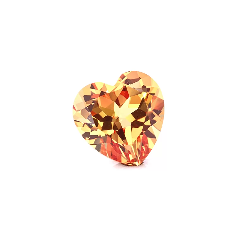 Orange Color Heart Cut Lab Grown Sapphire