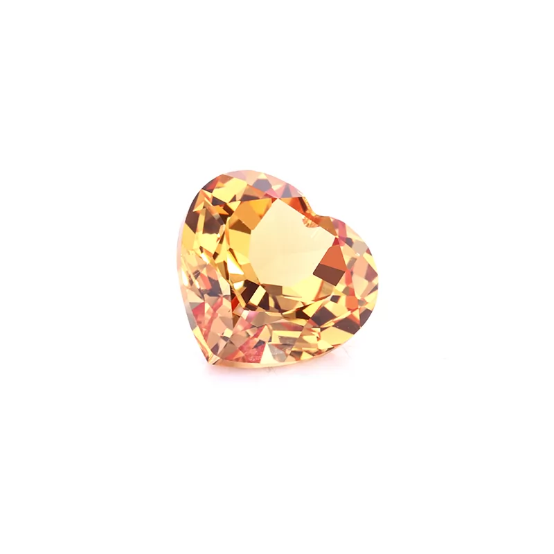 Orange Color Heart Cut Lab Grown Sapphire