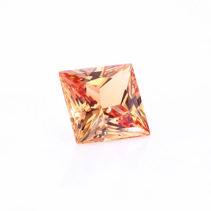 Orange Color Princess Cut Lab Grown Sapphire