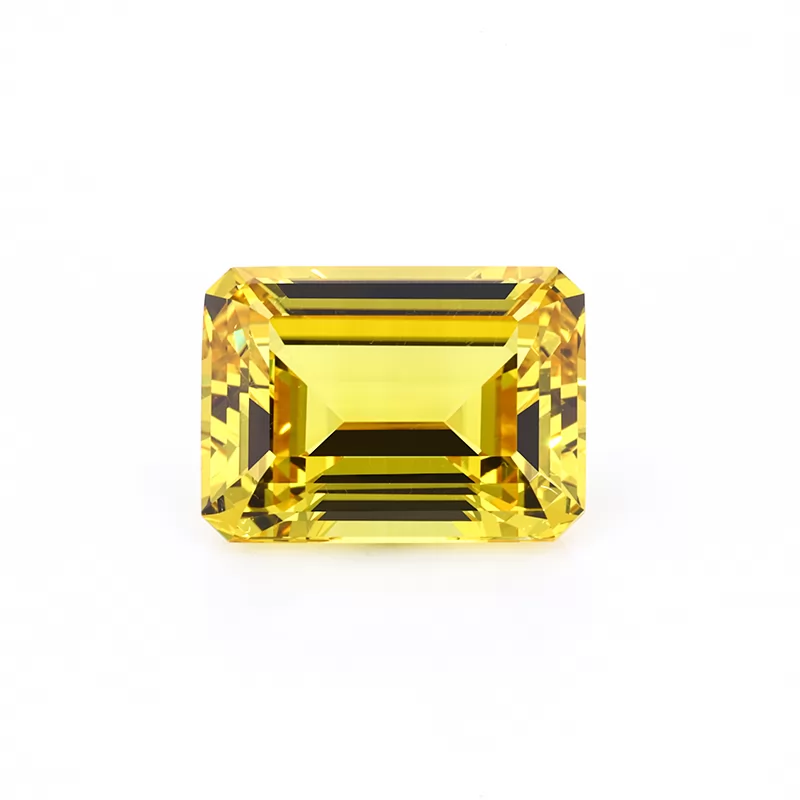 Yellow Color Octagon Emerald Cut Lab Grown Sapphire