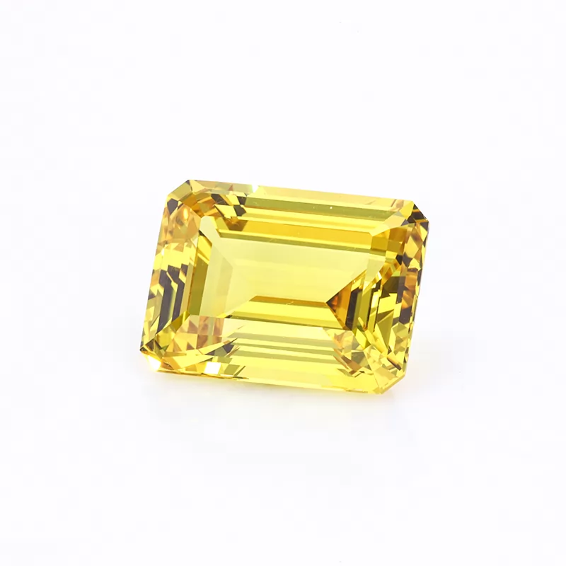 Yellow Color Octagon Emerald Cut Lab Grown Sapphire