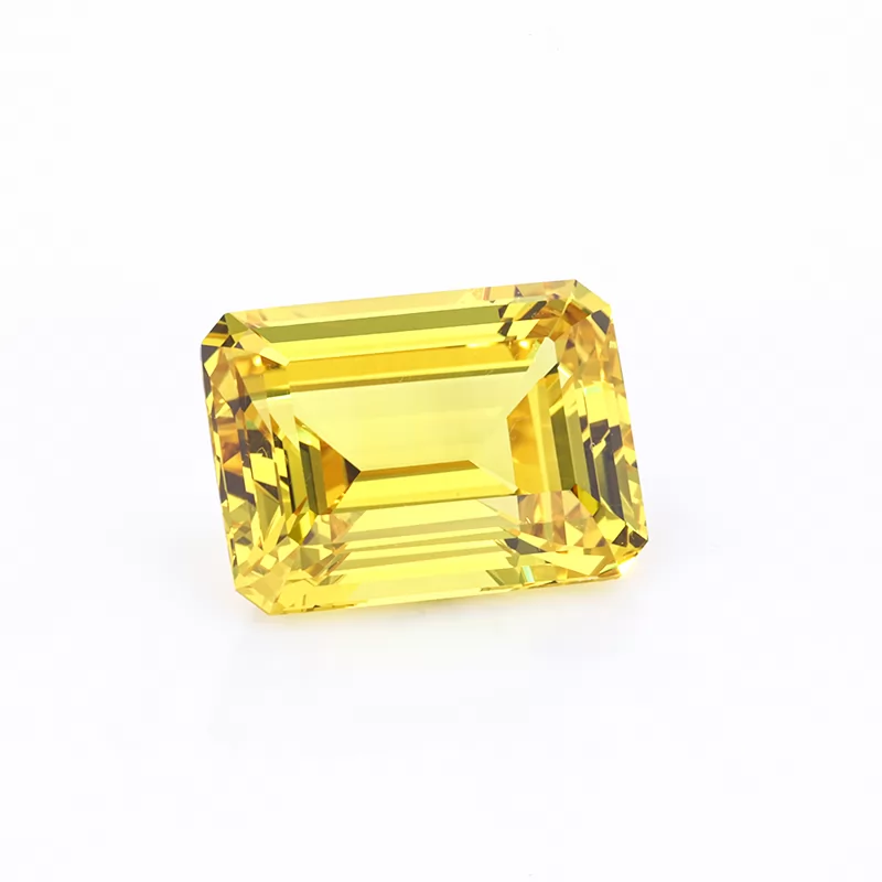 Yellow Color Octagon Emerald Cut Lab Grown Sapphire