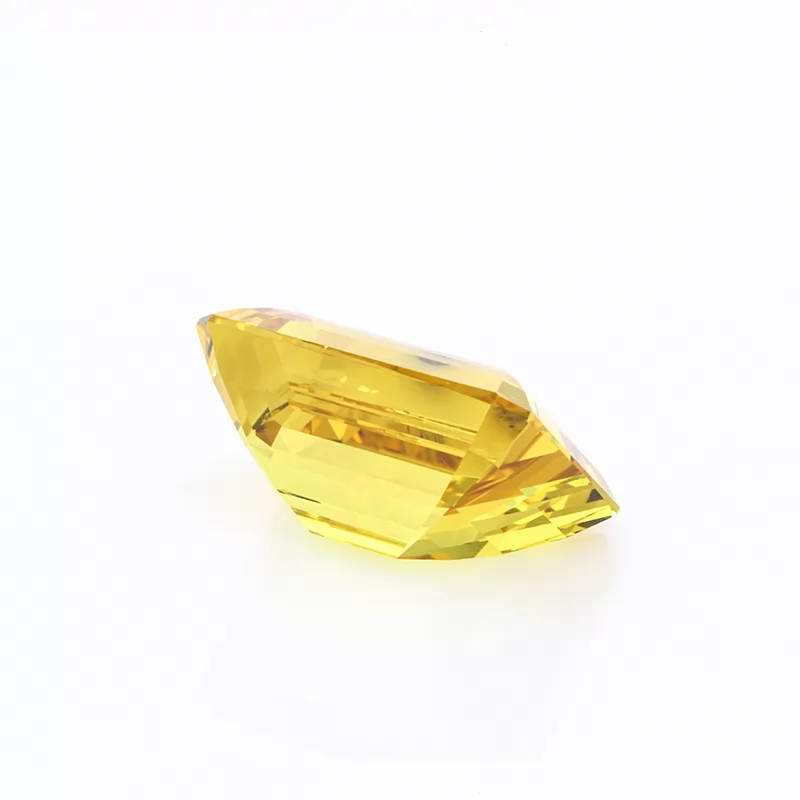 Yellow Color Octagon Emerald Cut Lab Grown Sapphire