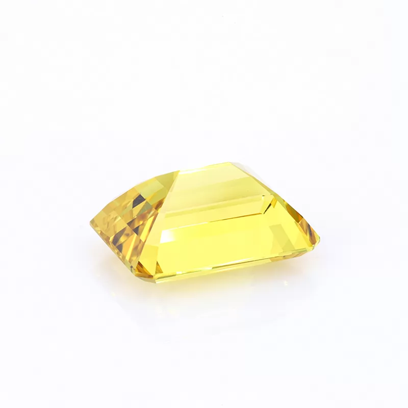 Yellow Color Octagon Emerald Cut Lab Grown Sapphire