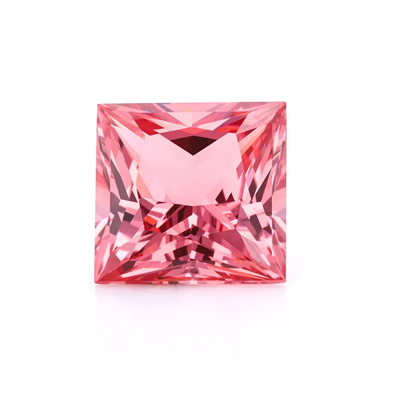 Padparadscha Color Princess Cut Lab Grown Sapphire