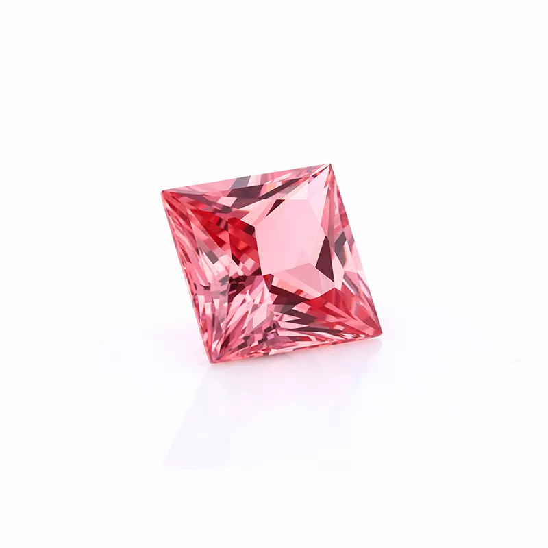 Padparadscha Color Princess Cut Lab Grown Sapphire