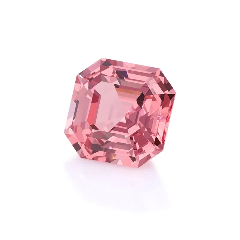 Padparadscha Color Asscher Cut Lab Grown Sapphire