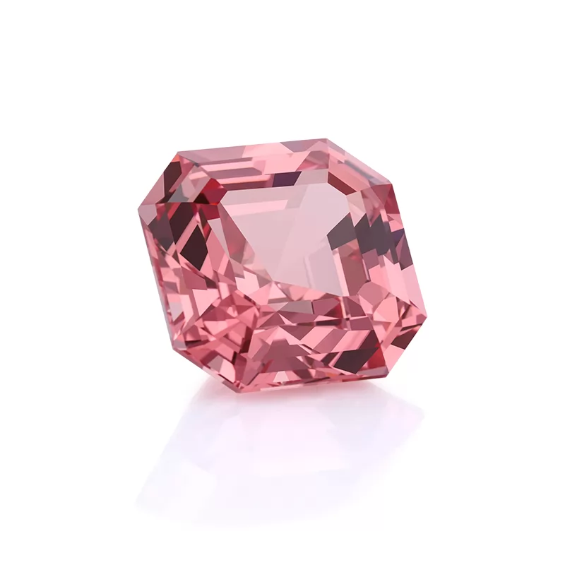 Padparadscha Color Asscher Cut Lab Grown Sapphire