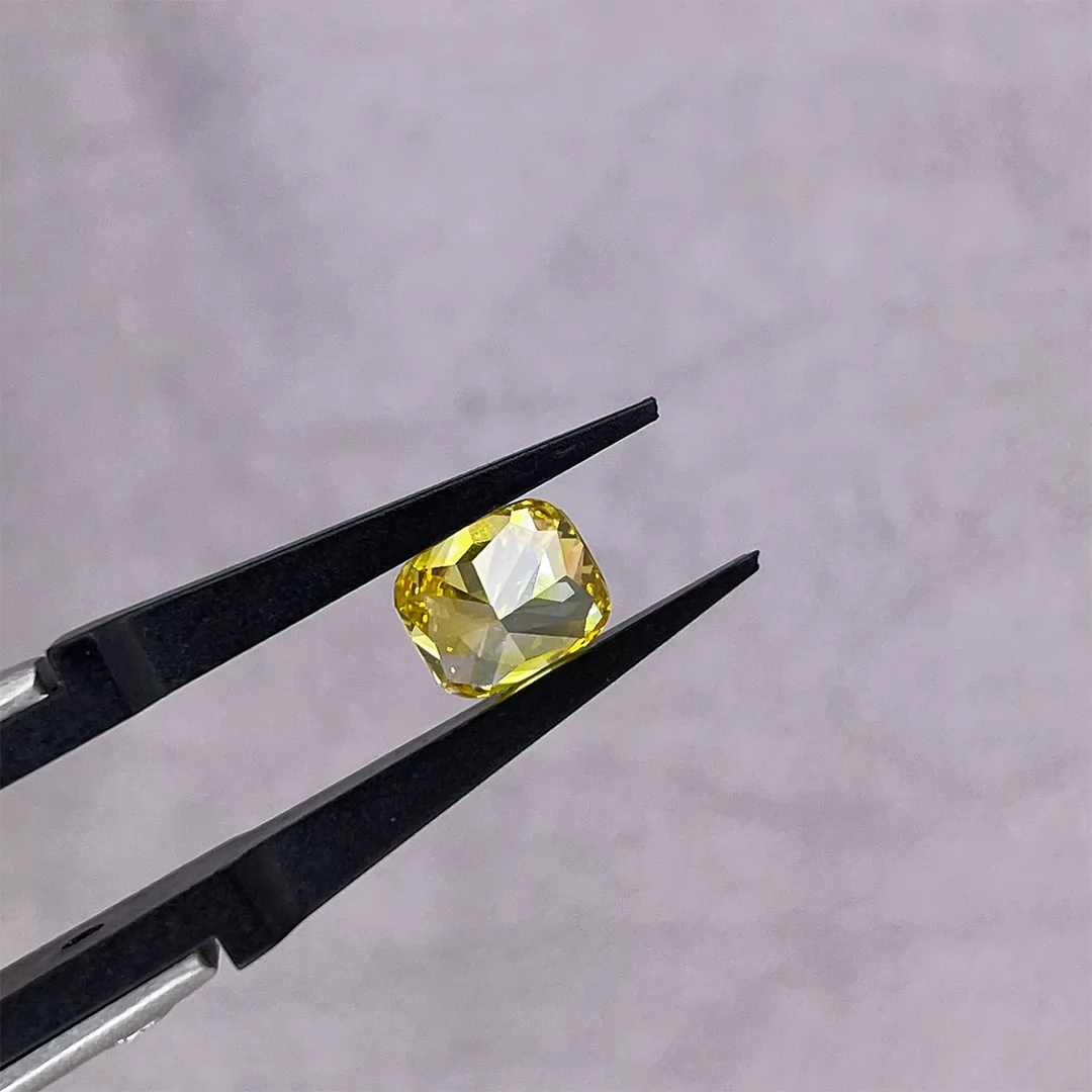 Yellow Color 0.27ct to 2.19ct Cushion Cut Lab Grown Diamond