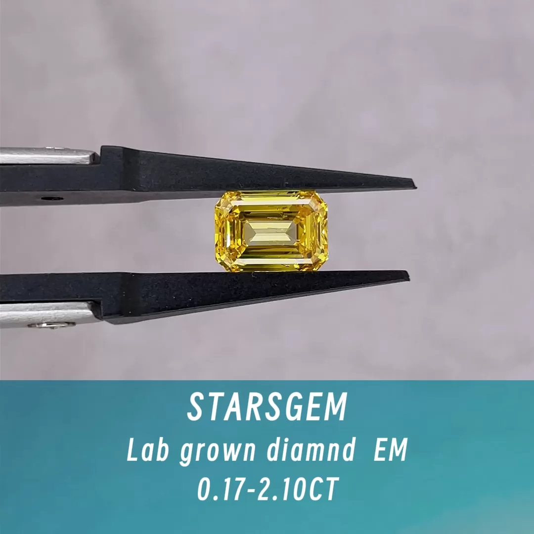 Yellow Color 0.17ct to 2.10ct Octagon Emerald Cut Lab Grown Diamond