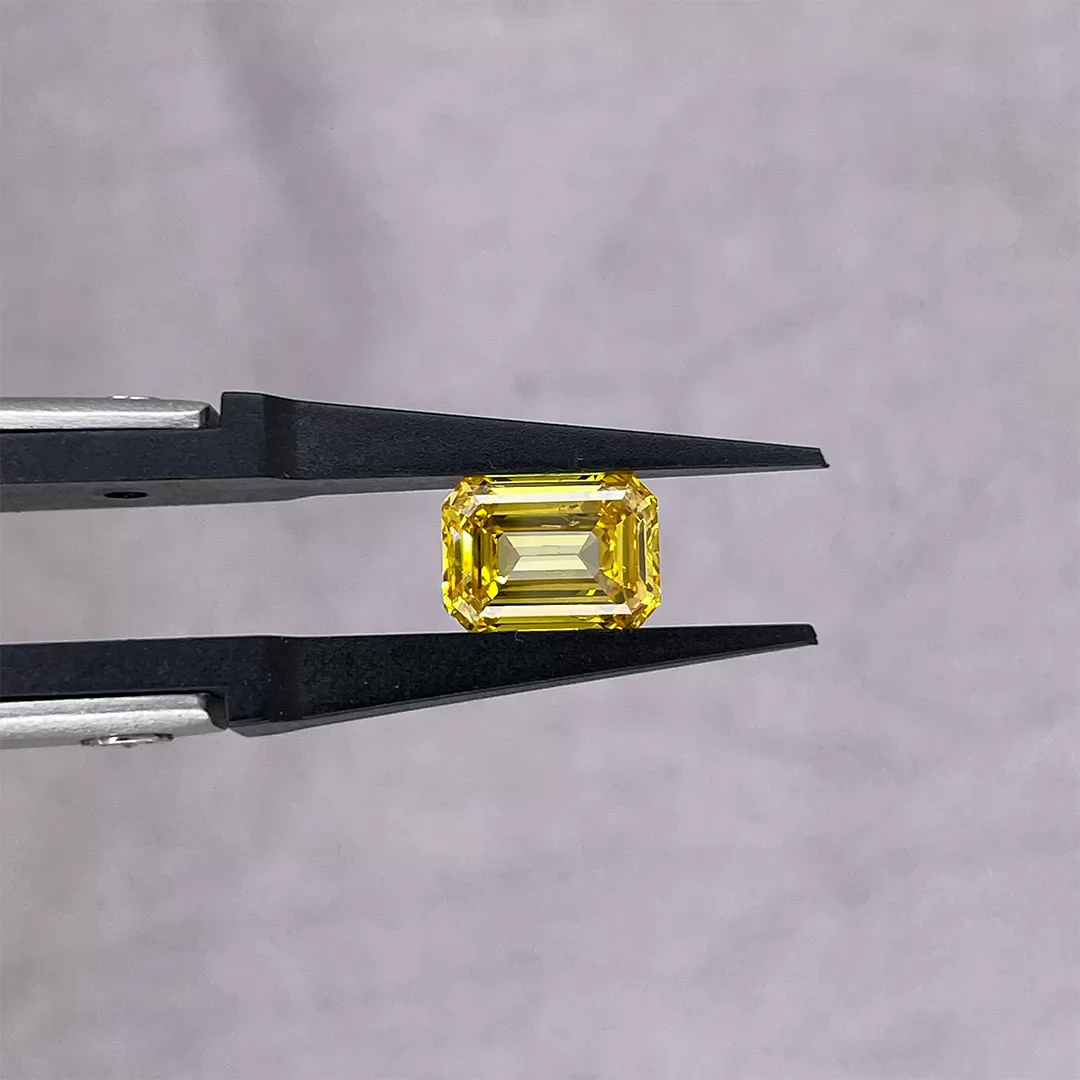 Yellow Color 0.17ct to 2.10ct Octagon Emerald Cut Lab Grown Diamond