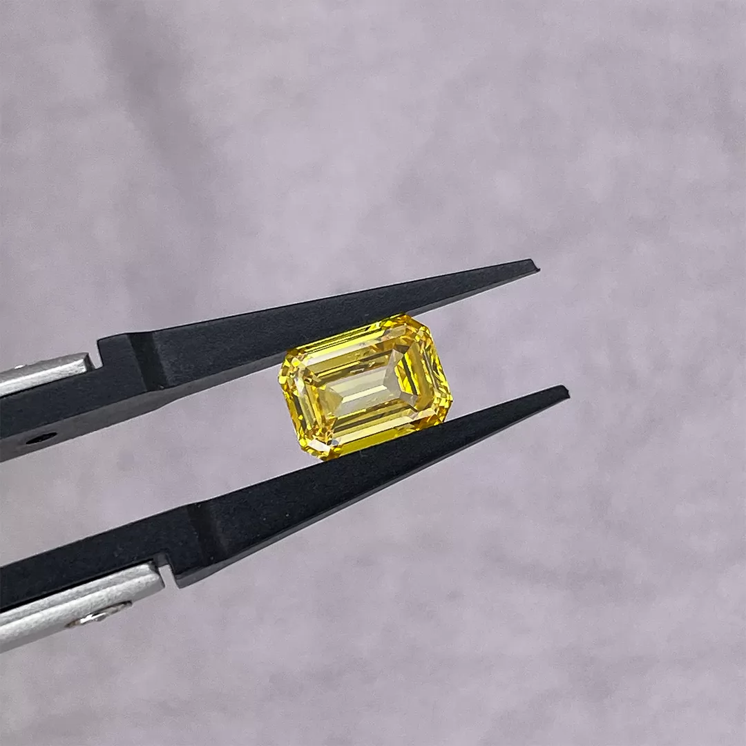 Yellow Color 0.17ct to 2.10ct Octagon Emerald Cut Lab Grown Diamond