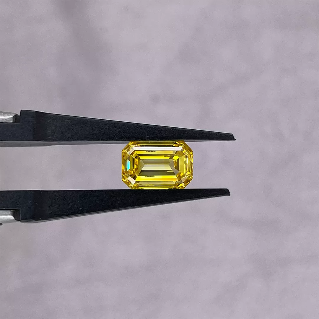 Yellow Color 0.17ct to 2.10ct Octagon Emerald Cut Lab Grown Diamond