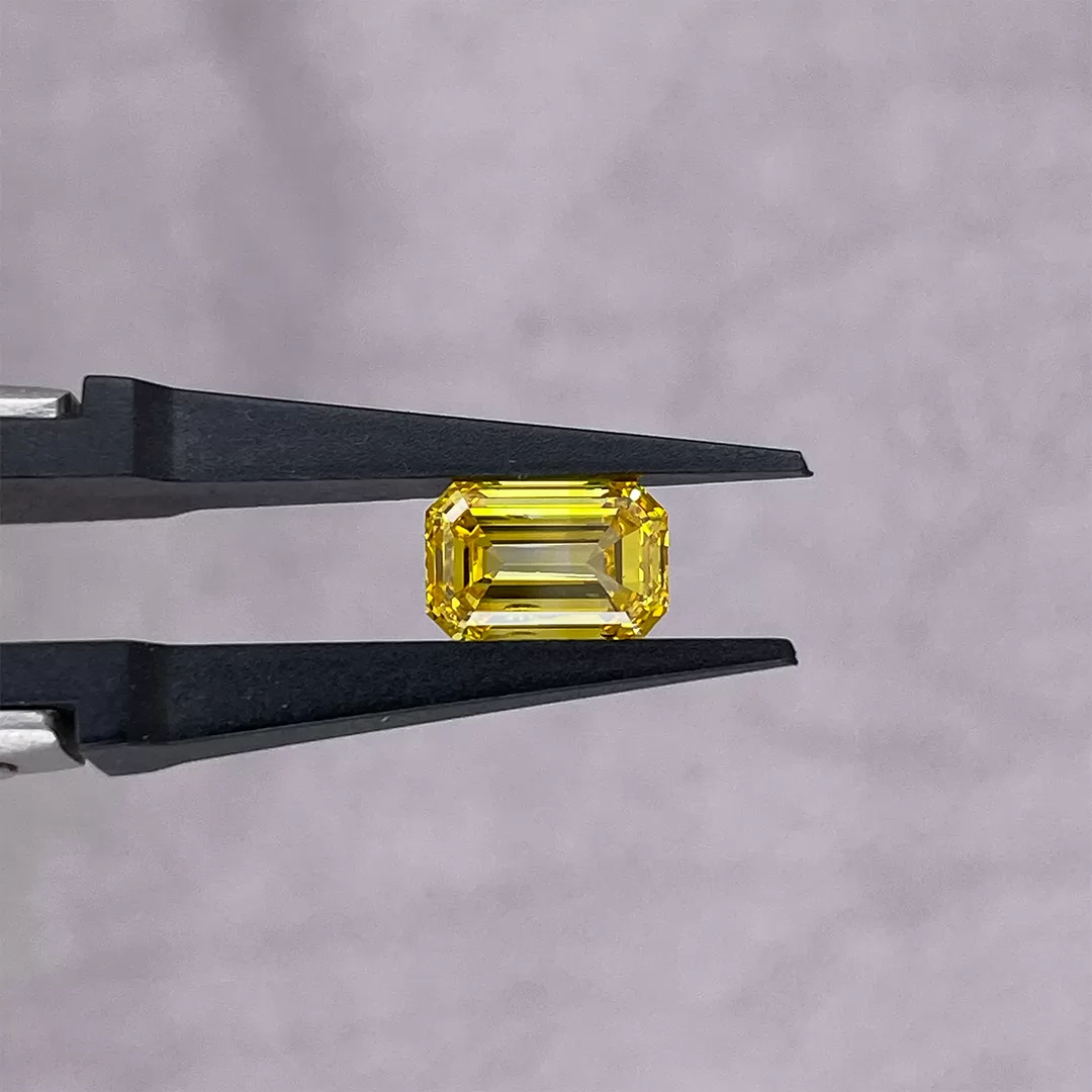 Yellow Color 0.17ct to 2.10ct Octagon Emerald Cut Lab Grown Diamond