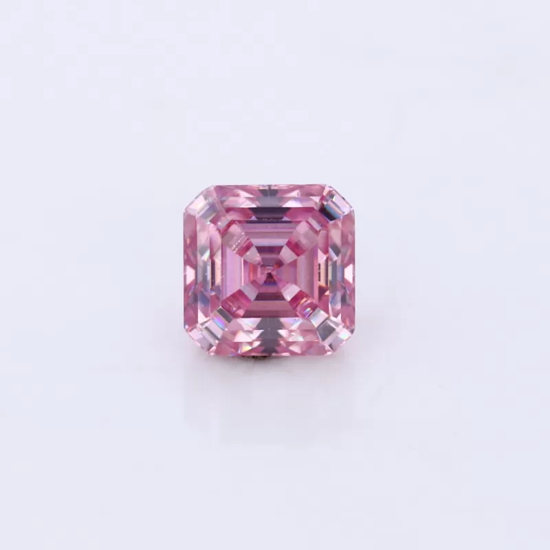 Pink Color Asscher Cut Moissanite