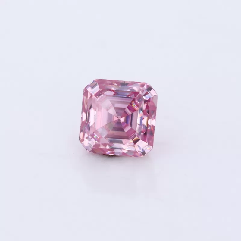 Pink Color Asscher Cut Moissanite