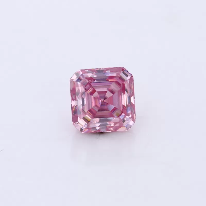 Pink Color Asscher Cut Moissanite