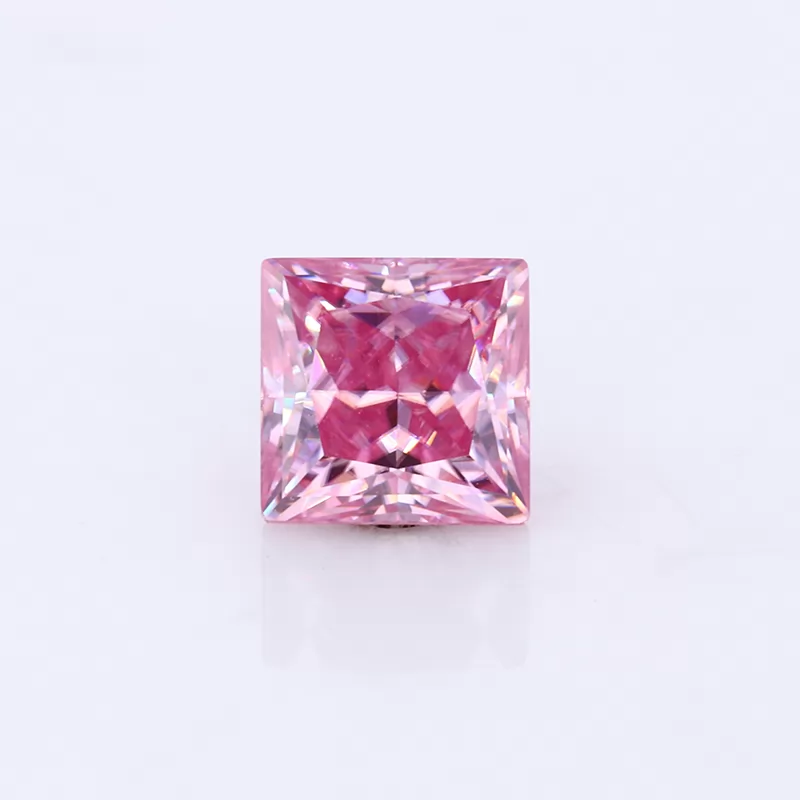 Pink Color Princess Cut Moissanite