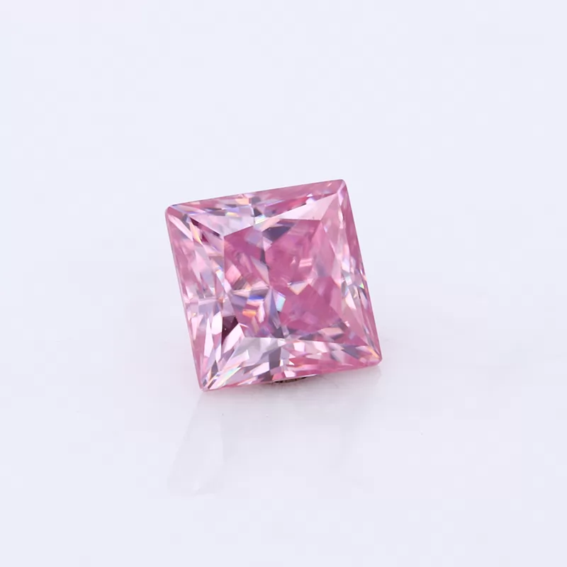 Pink Color Princess Cut Moissanite