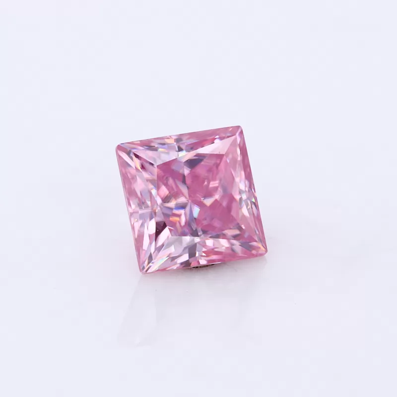 Square Shape Princess Cut Pink Color Moissanite
