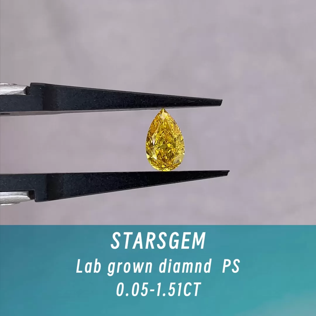 Yellow Color 0.05ct to 1.51ct Pear Cut Lab Grown Diamond