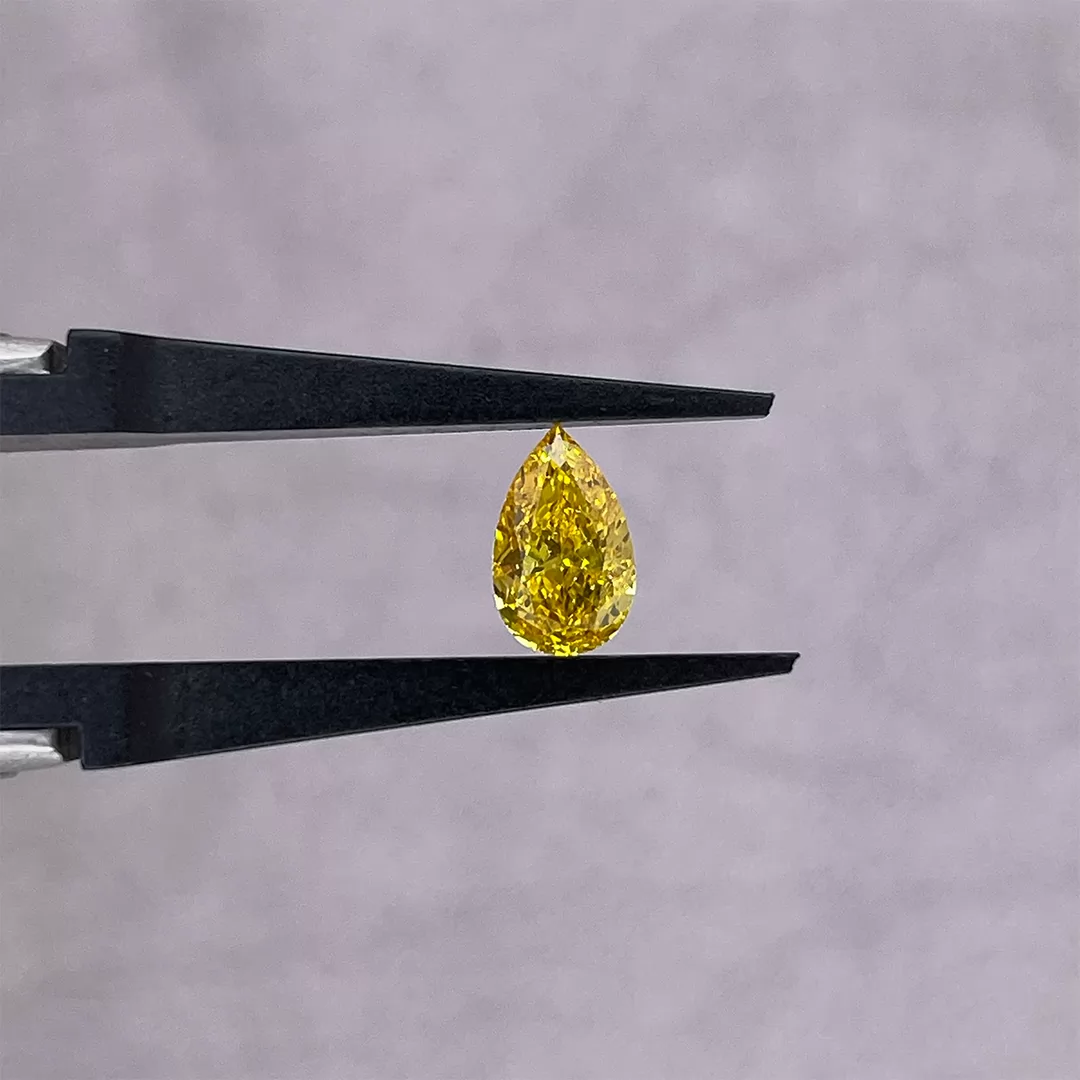 Yellow Color 0.05ct to 1.51ct Pear Cut Lab Grown Diamond