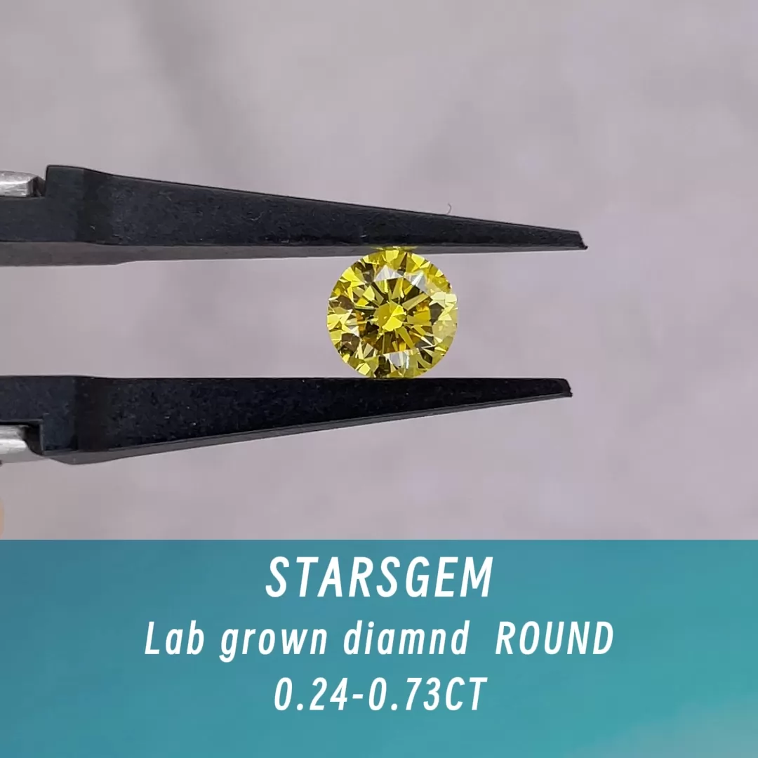 Yellow Color 0.24ct to 0.73ct Round Brilliant Cut Lab Grown Diamond