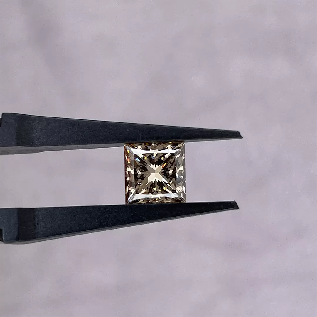 Champagne Color 1.0ct to 1.30ct Princess Cut Lab Grown Diamond