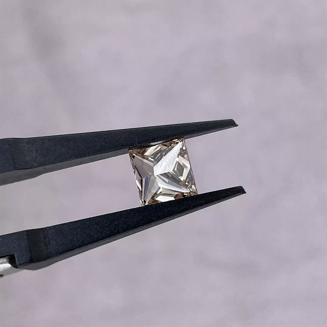 Champagne Color 1.0ct to 1.30ct Princess Cut Lab Grown Diamond