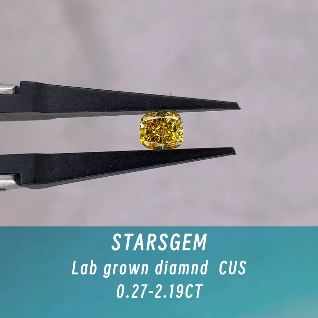 Starsgem 0.27ct to 2.19ct Yellow Color Cushion Cut Lab Grown Diamond