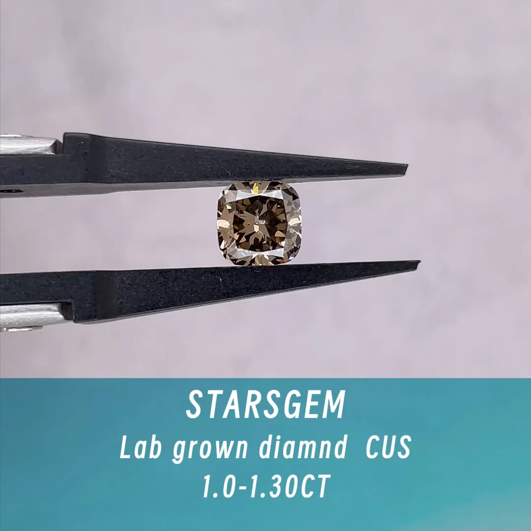 Starsgem 1ct to 1.3ct Champagne Color Cushion Cut Lab Grown Diamond