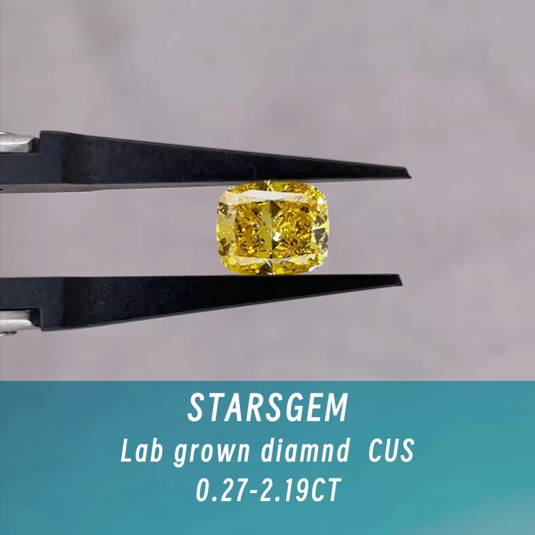 0.27ct to 2.19ct Yellow Color Cushion Cut Lab Grown Diamond