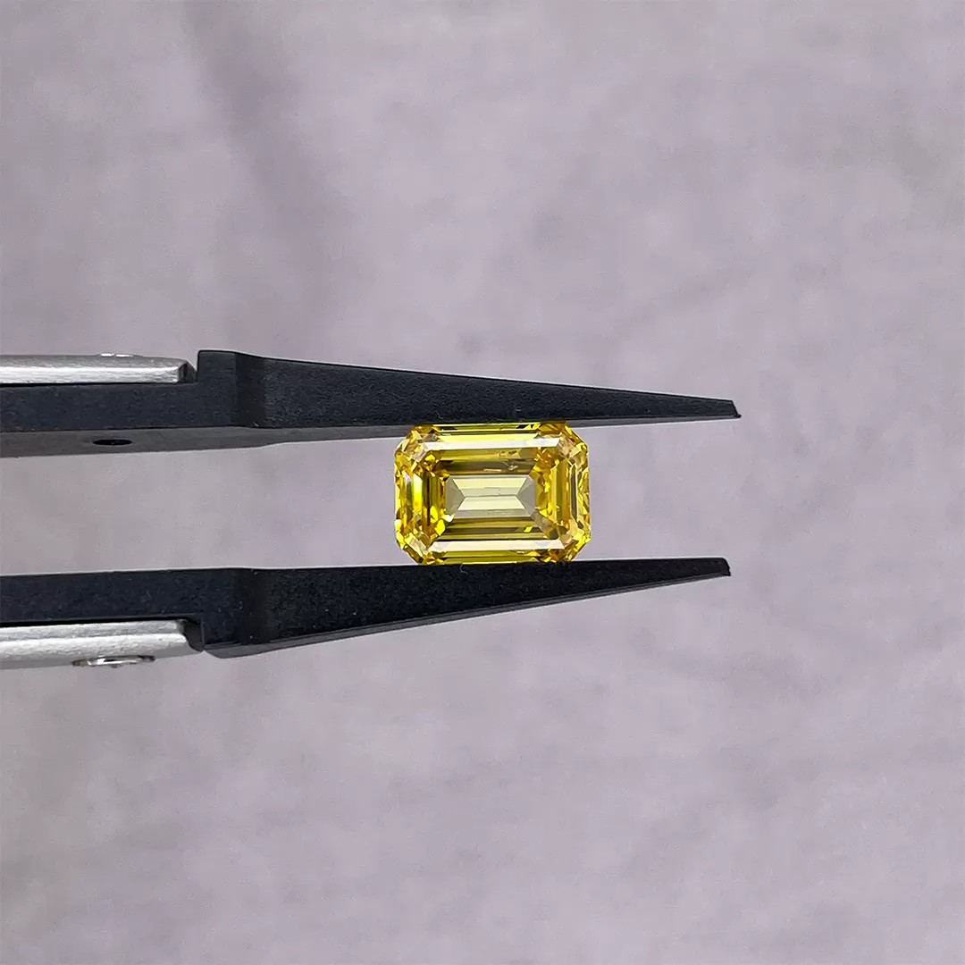 0.17ct to 2.10ct Yellow Color Octagon Emerald Cut Lab Grown Diamond