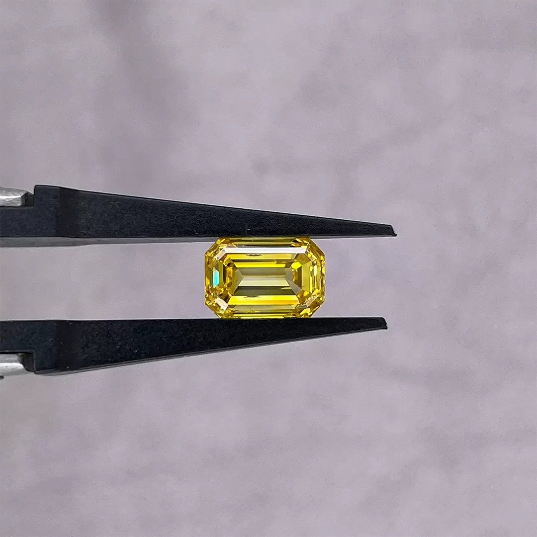 0.17ct to 2.10ct Yellow Color Octagon Emerald Cut Lab Grown Diamond