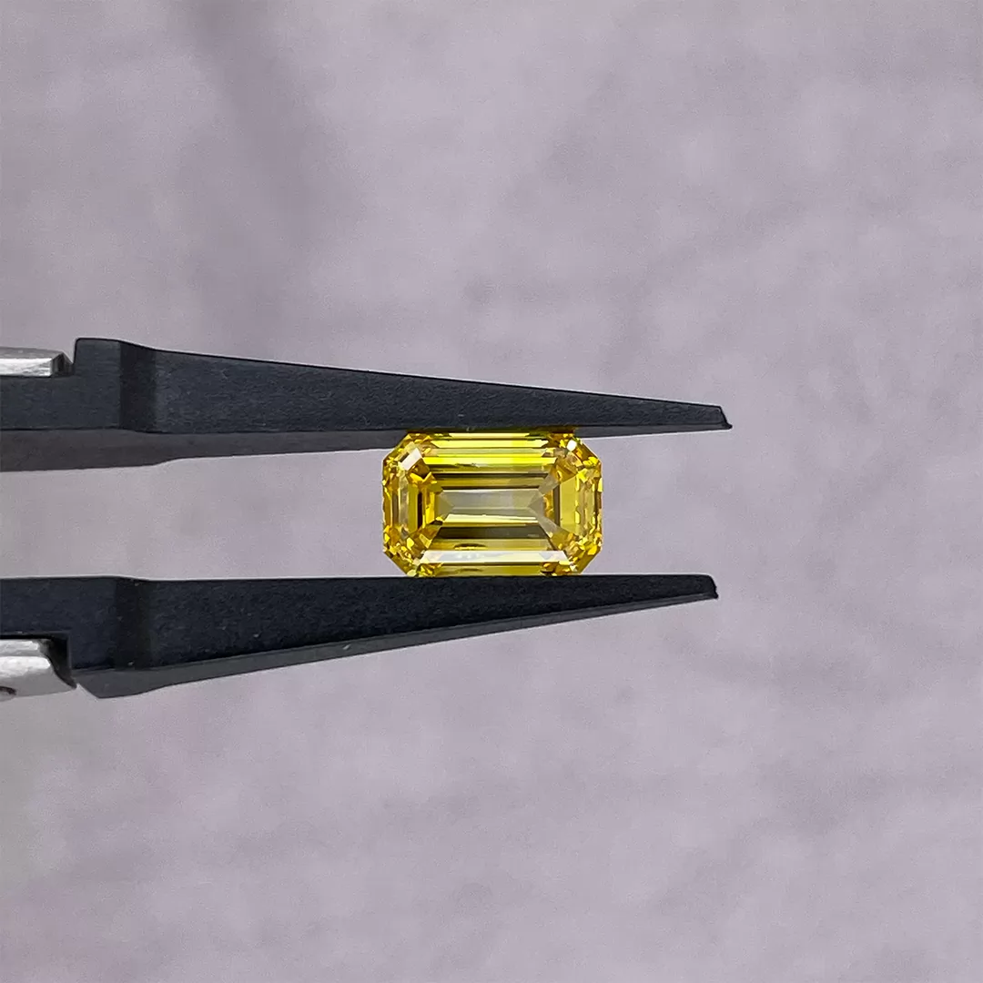 0.17ct to 2.10ct Yellow Color Octagon Emerald Cut Lab Grown Diamond