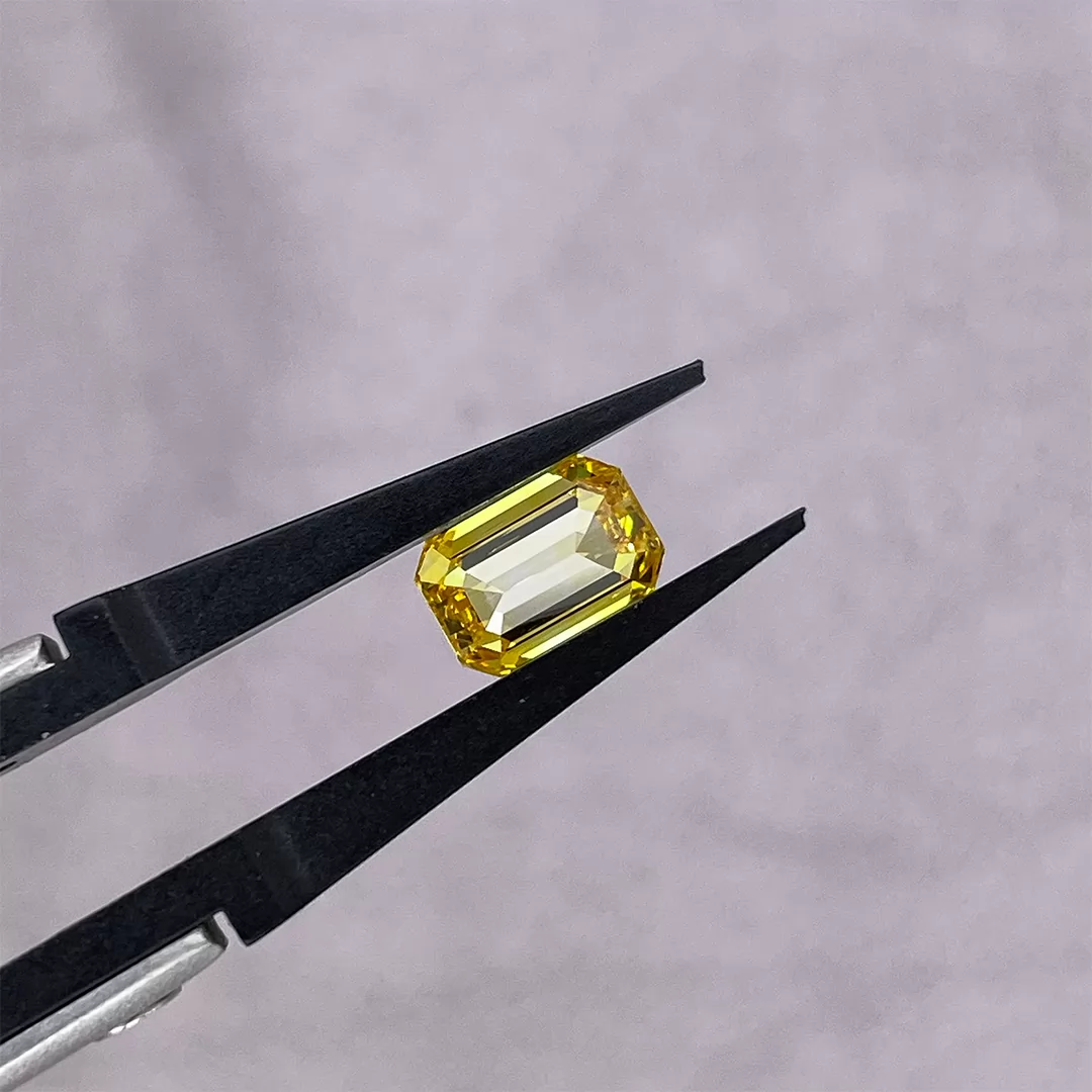 0.17ct to 2.10ct Yellow Color Octagon Emerald Cut Lab Grown Diamond