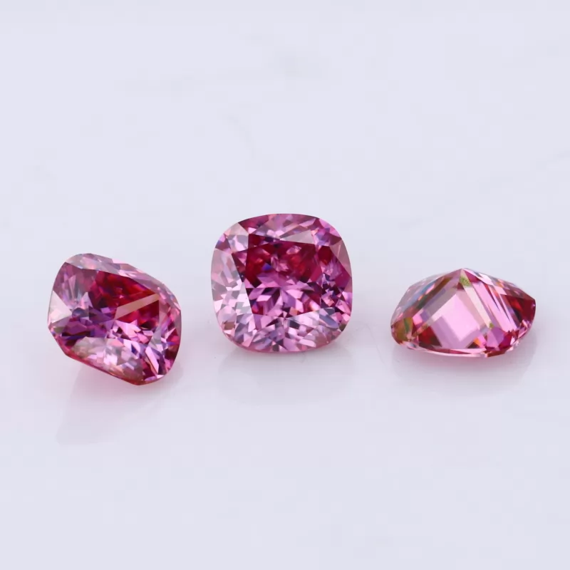 Pink Color Cushion Cut Moissanite Diamond