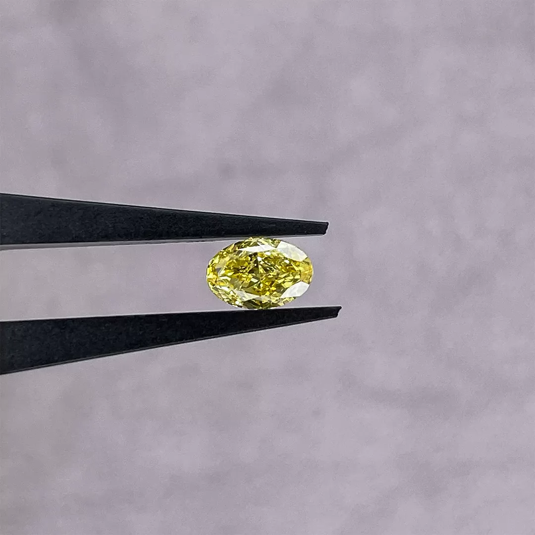 0.08ct to 1.61ct Yellow Color Oval Cut Lab Grown Diamond