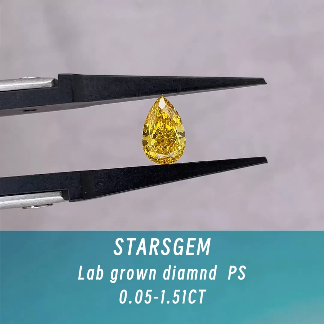 0.05ct to 1.51ct Yellow Color Pear Cut Lab Grown Diamond