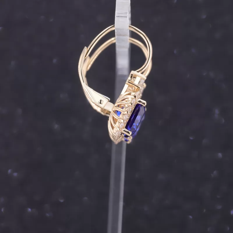 8×8mm Cushion Cut Moissanite & Lab Grown Sapphire & Lab Grown Alexandrite Sapphire 14K Gold Diamond Earrings